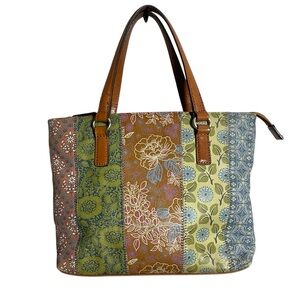Fossil Vintage Purse Patchwork mixed print leather shoulder bag